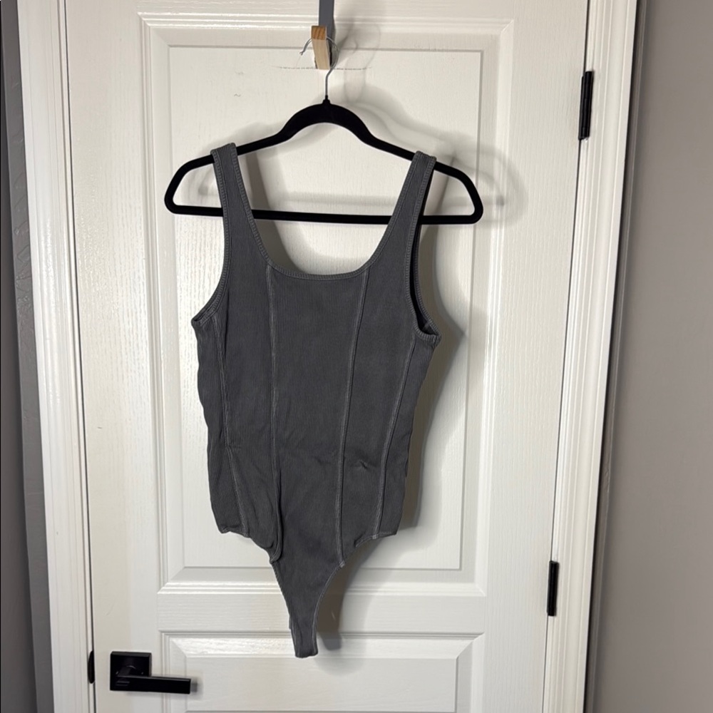 Agolde Gray Ribbed Bodysuit NWOT